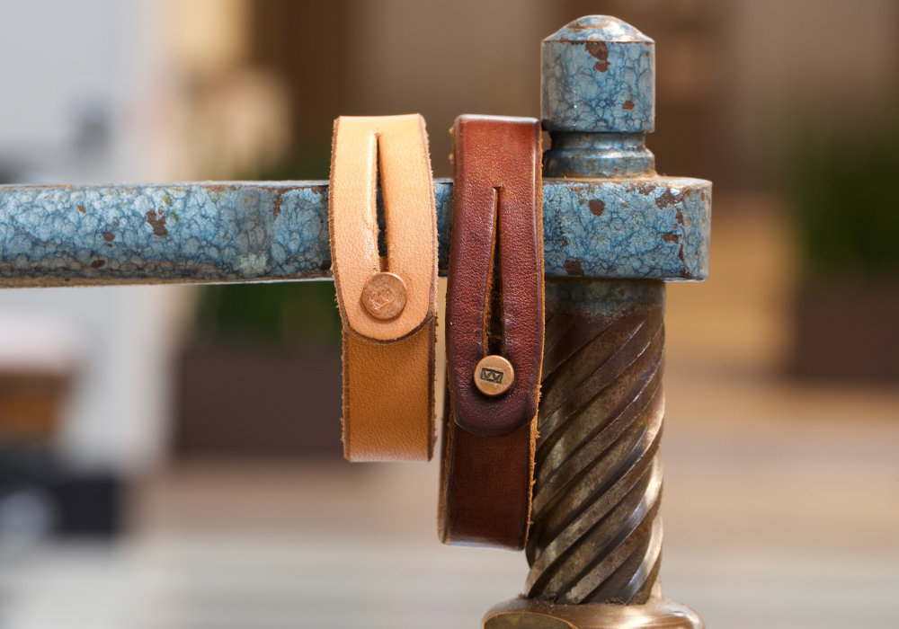 Veg Tan Leather Bracelet with Copper Stud Closure