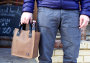 Small Light Brown Leather Tote for Beer