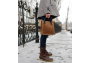Small Light Brown Leather Tote in the Snow