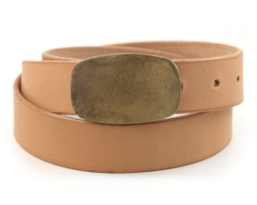 Vegetable Tanned Leather Belt w/ Bronze Buckle
